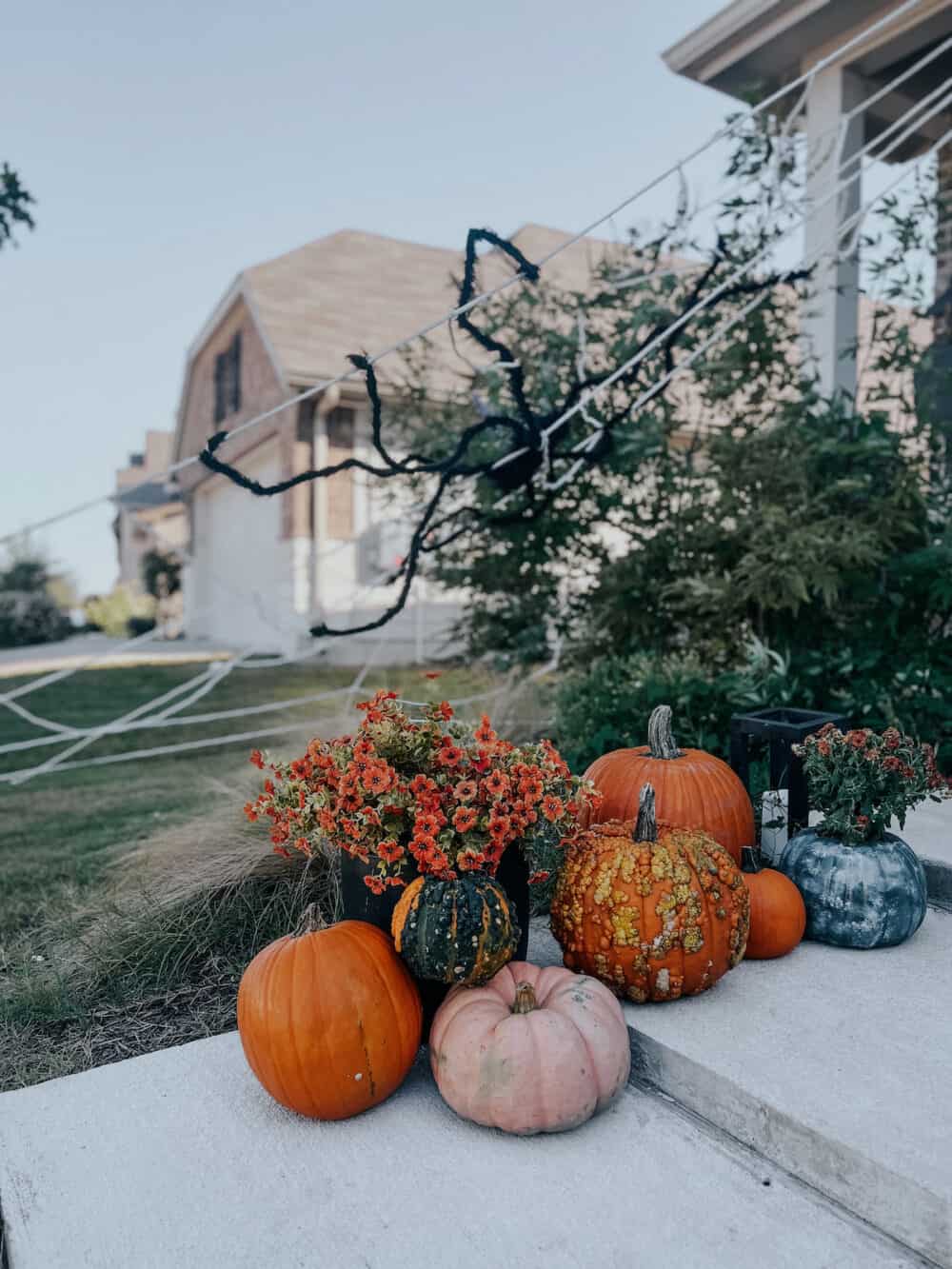 pumpkins on front porch steps