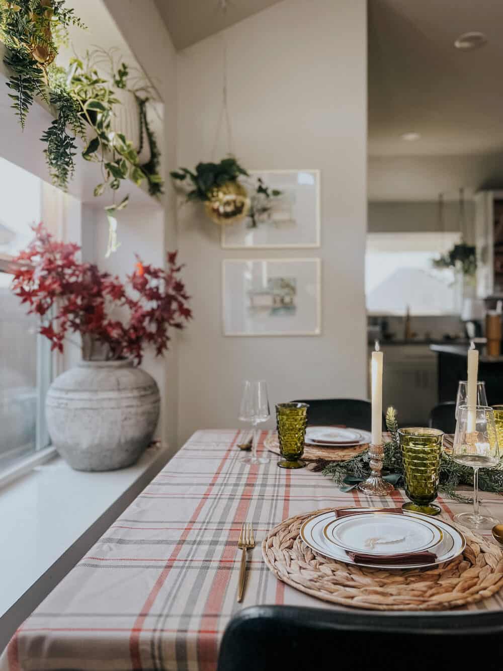 dining room table set for thanksgiving 