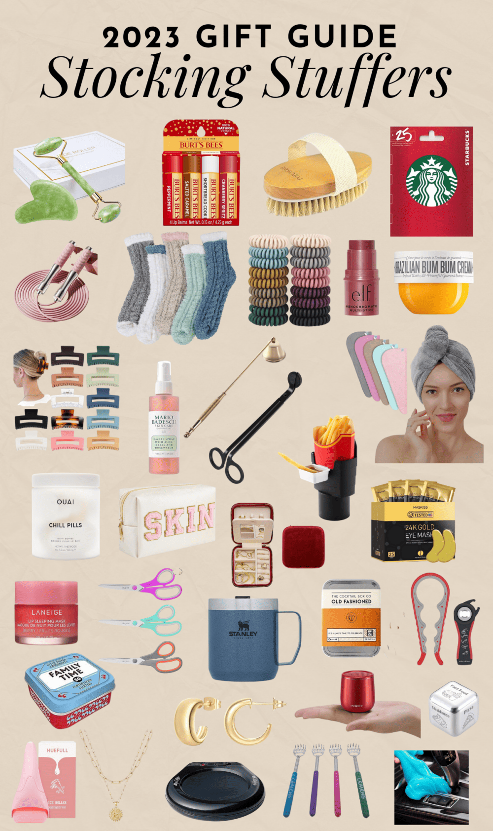 collage of stocking stuffer ideas for women