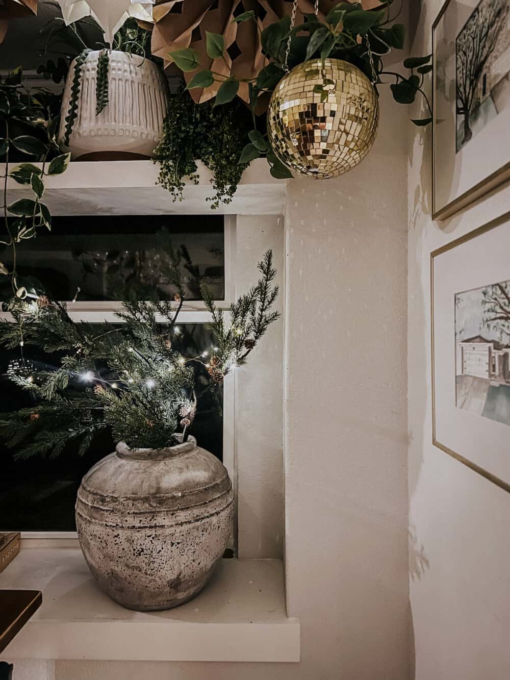 greenery stem with twinkle lights