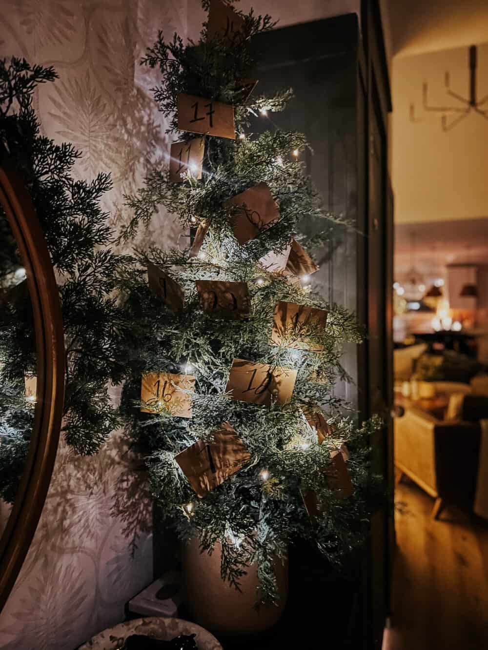 Tabletop tree with twinkle lights