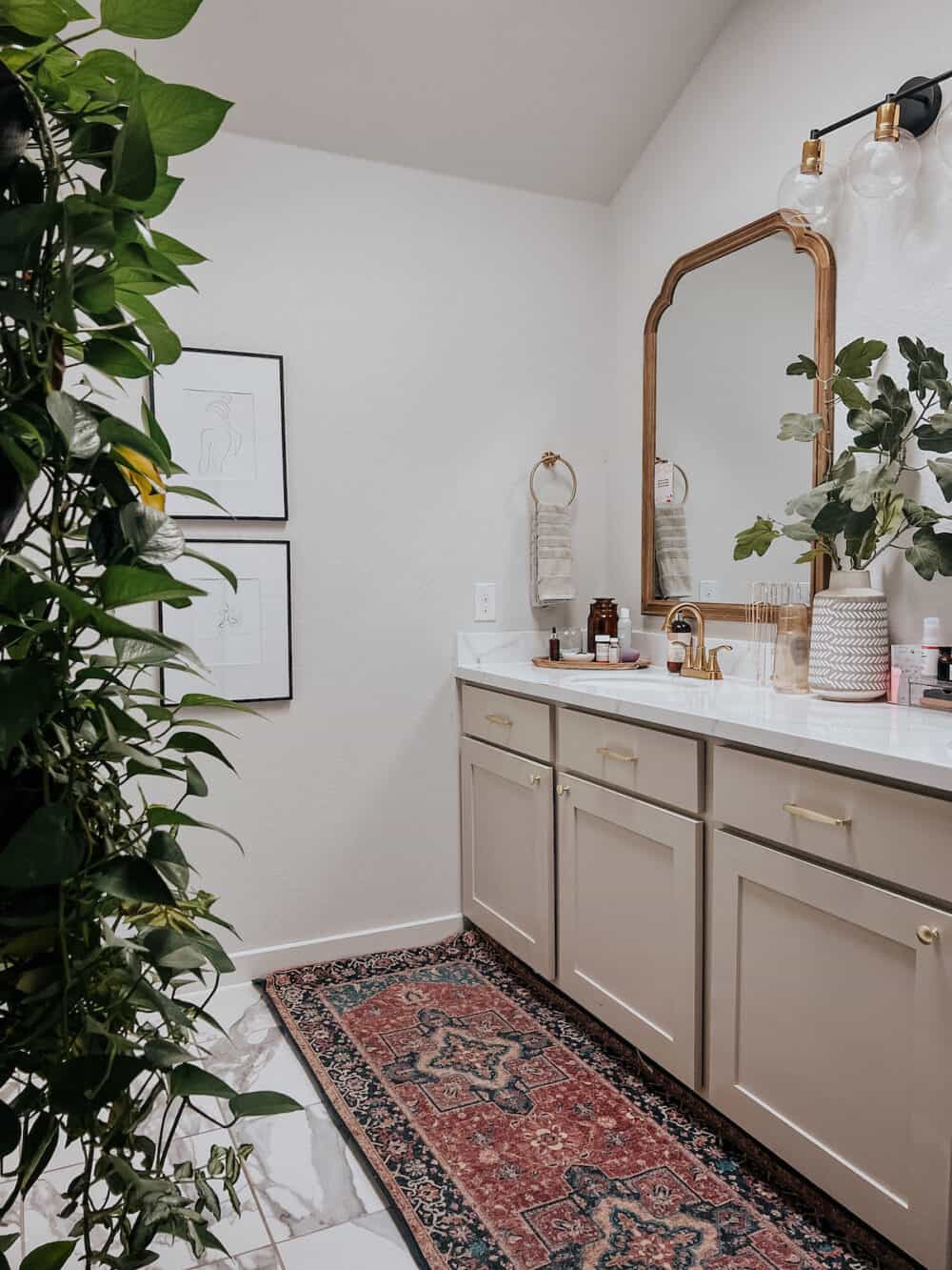 bathroom with faux marble epoxy counters
