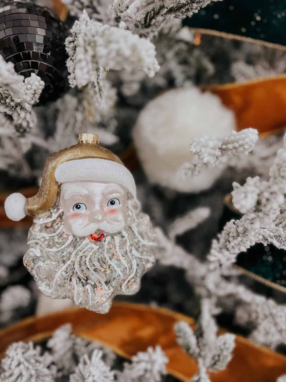 close up of santa christmas ornament
