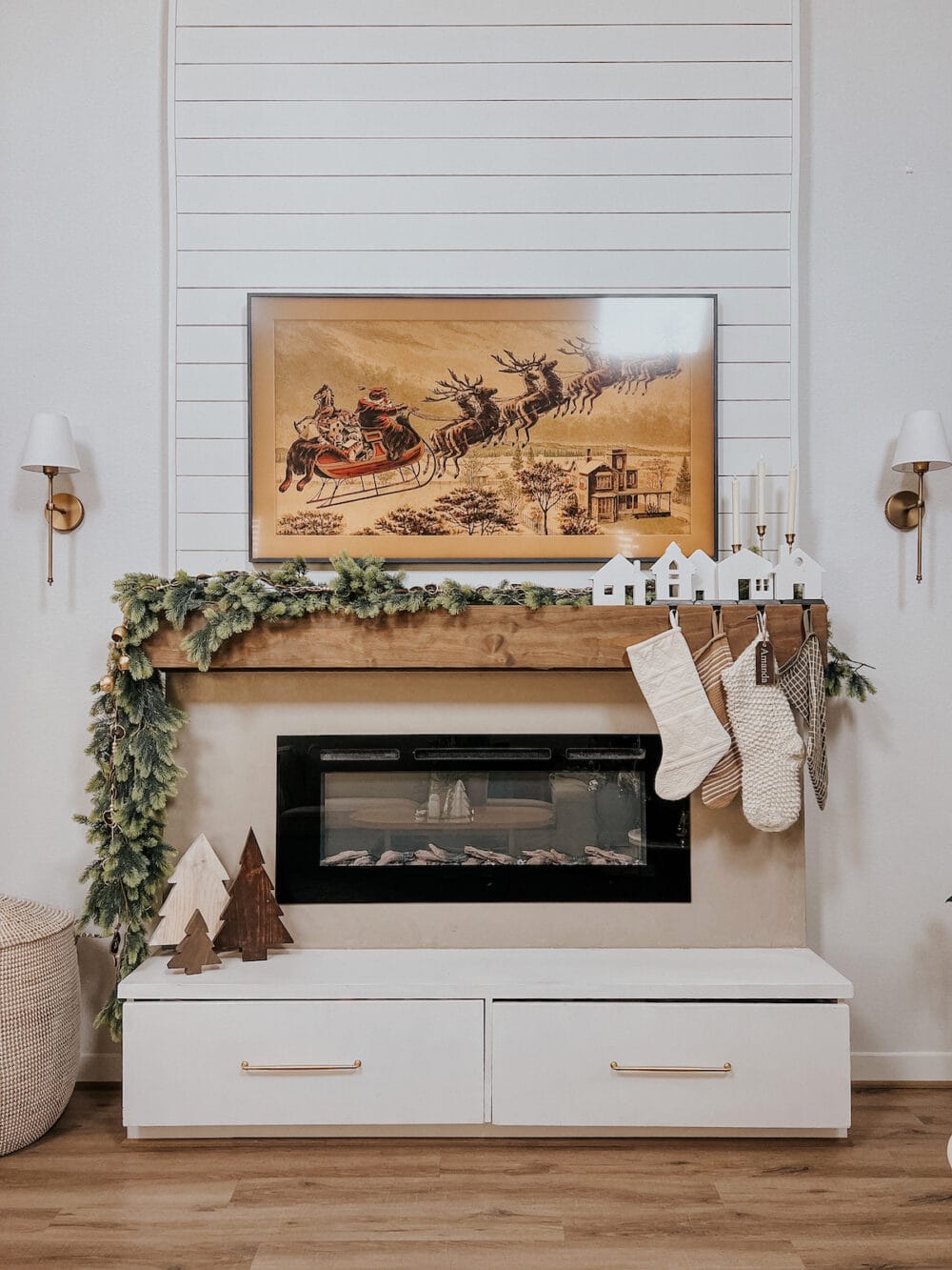 fireplace decorated for Christmas 