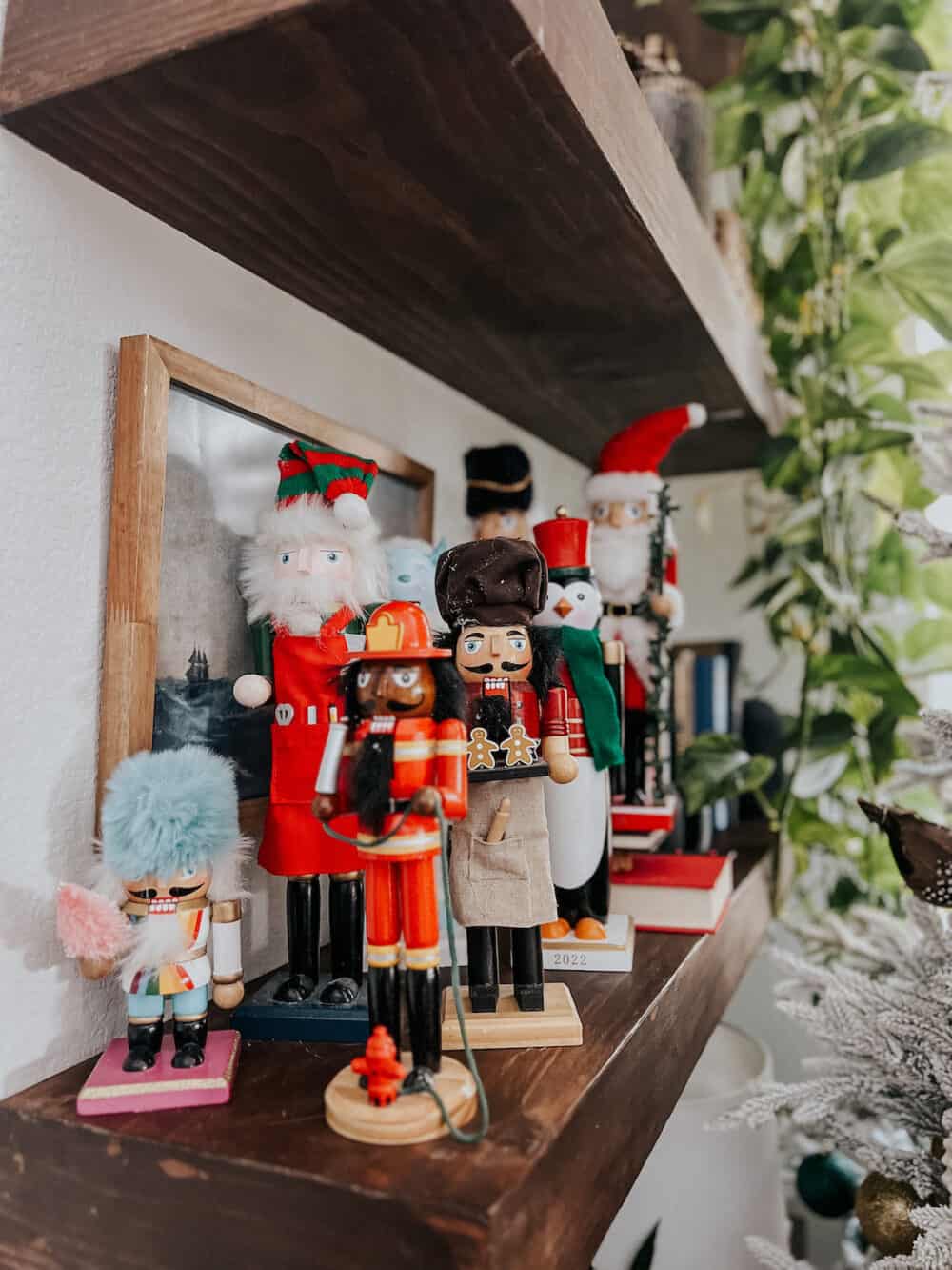 close up of nutcrackers on a shelf