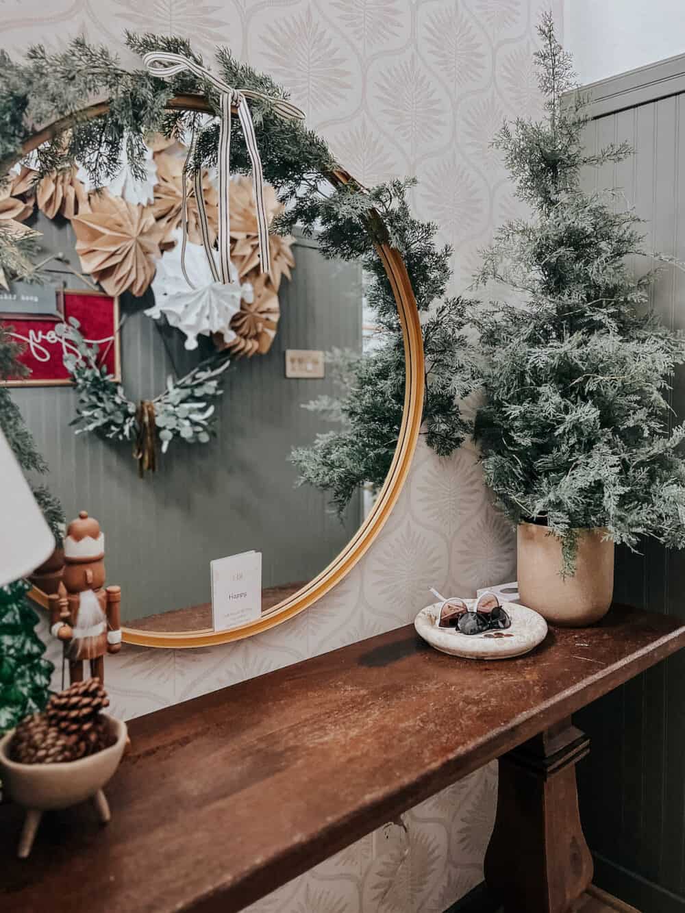 entry of home decorated for Christmas