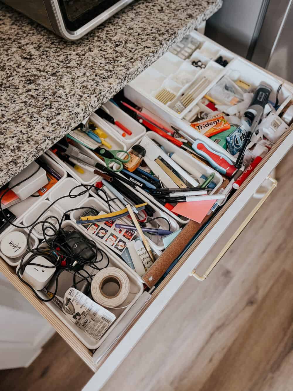 Messy junk drawer 
