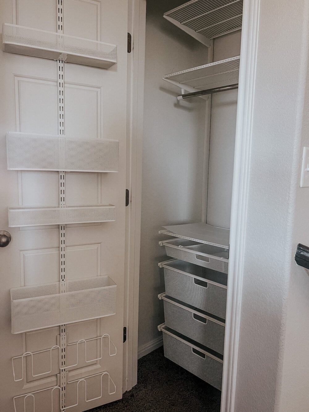 A simple ELFA Closet system installed in a play room closet 