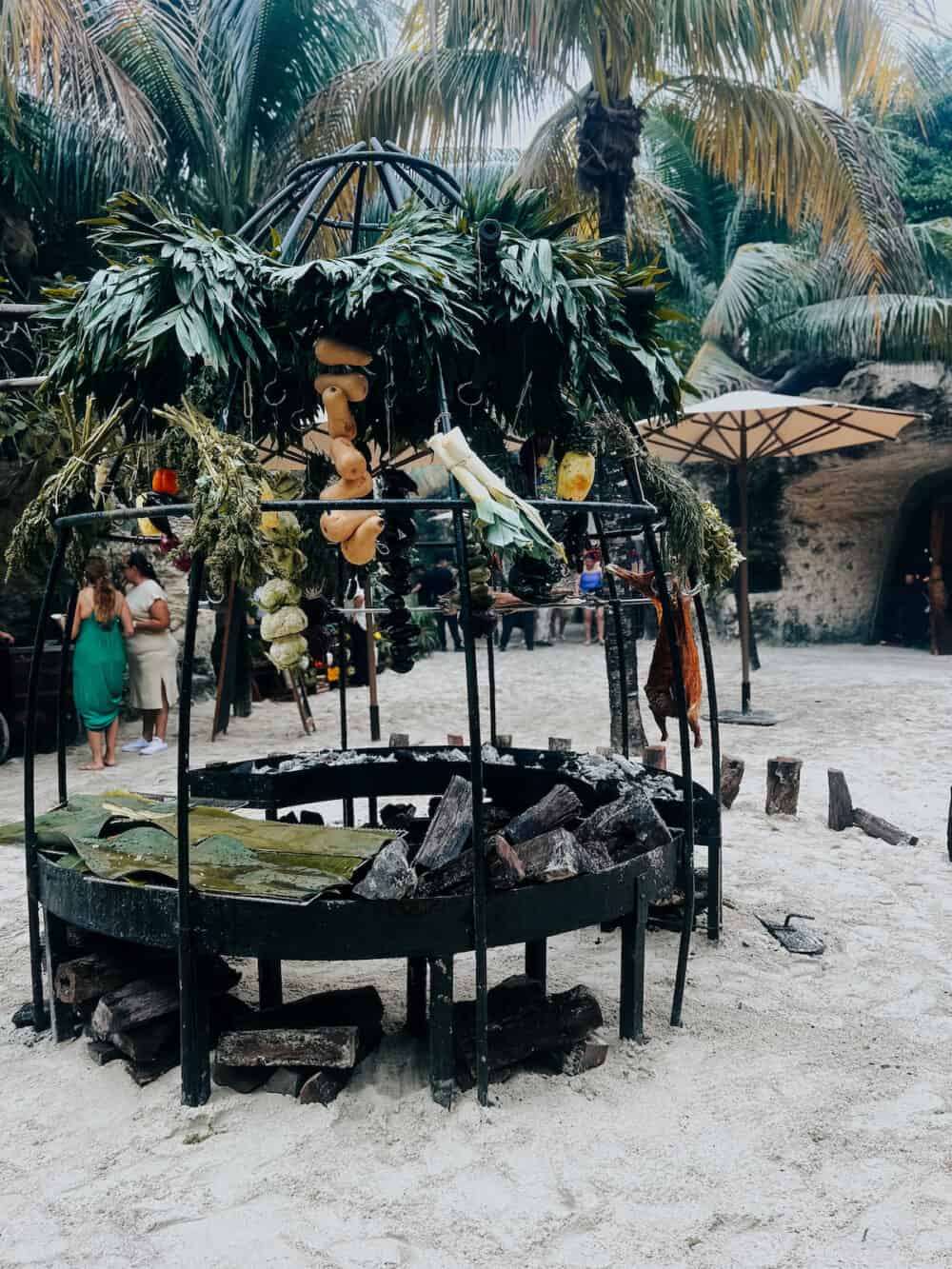 meat smoking station at sunday brunch at hotel xcaret 