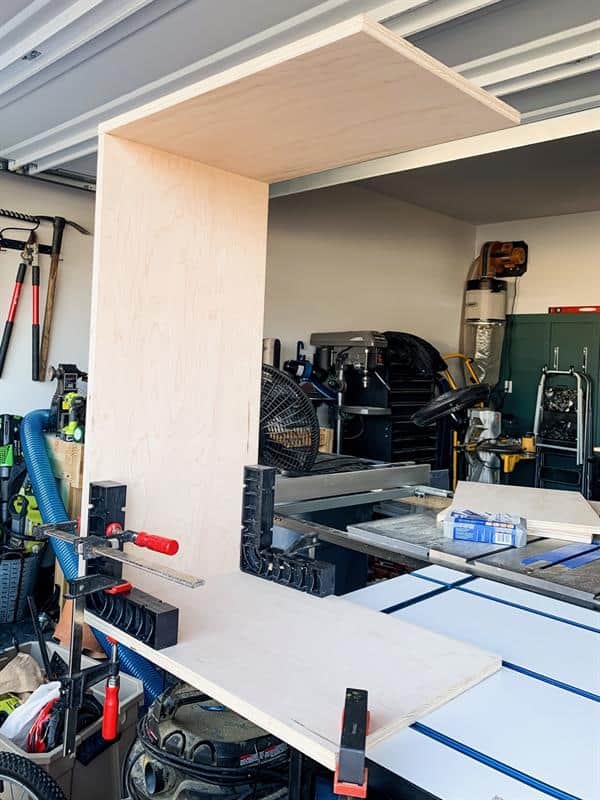 frame of DIY nightstand being assembled