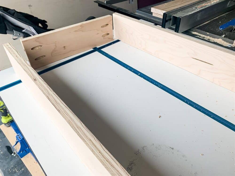 Pieces of plywood for a DIY drawer