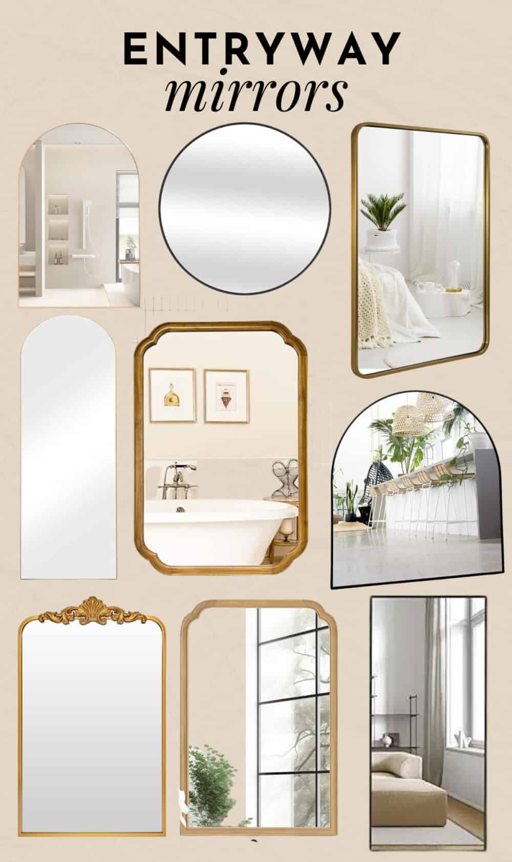 collage of 9 mirror ideas for an entry