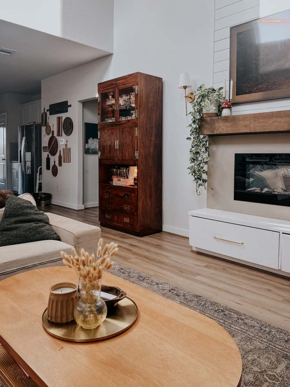 living room coffee table with fall inspired touches