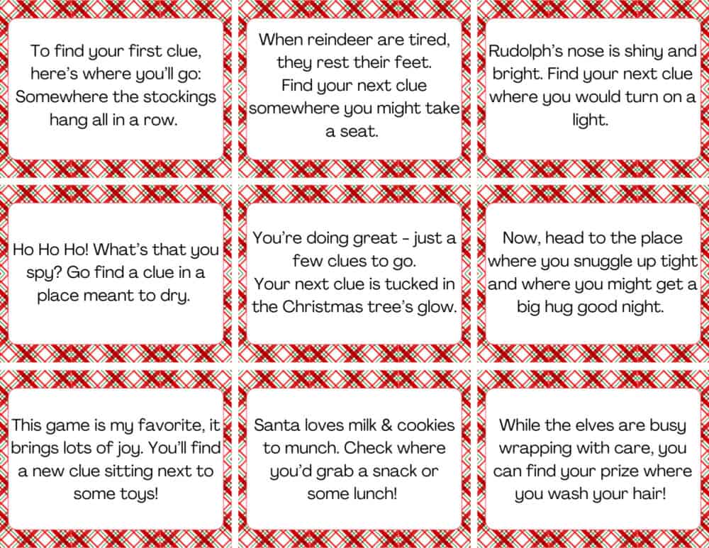 clues for 2024 Christmas scavenger hunt 