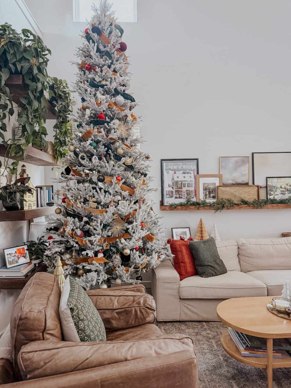 living room with a 12' christmas tree