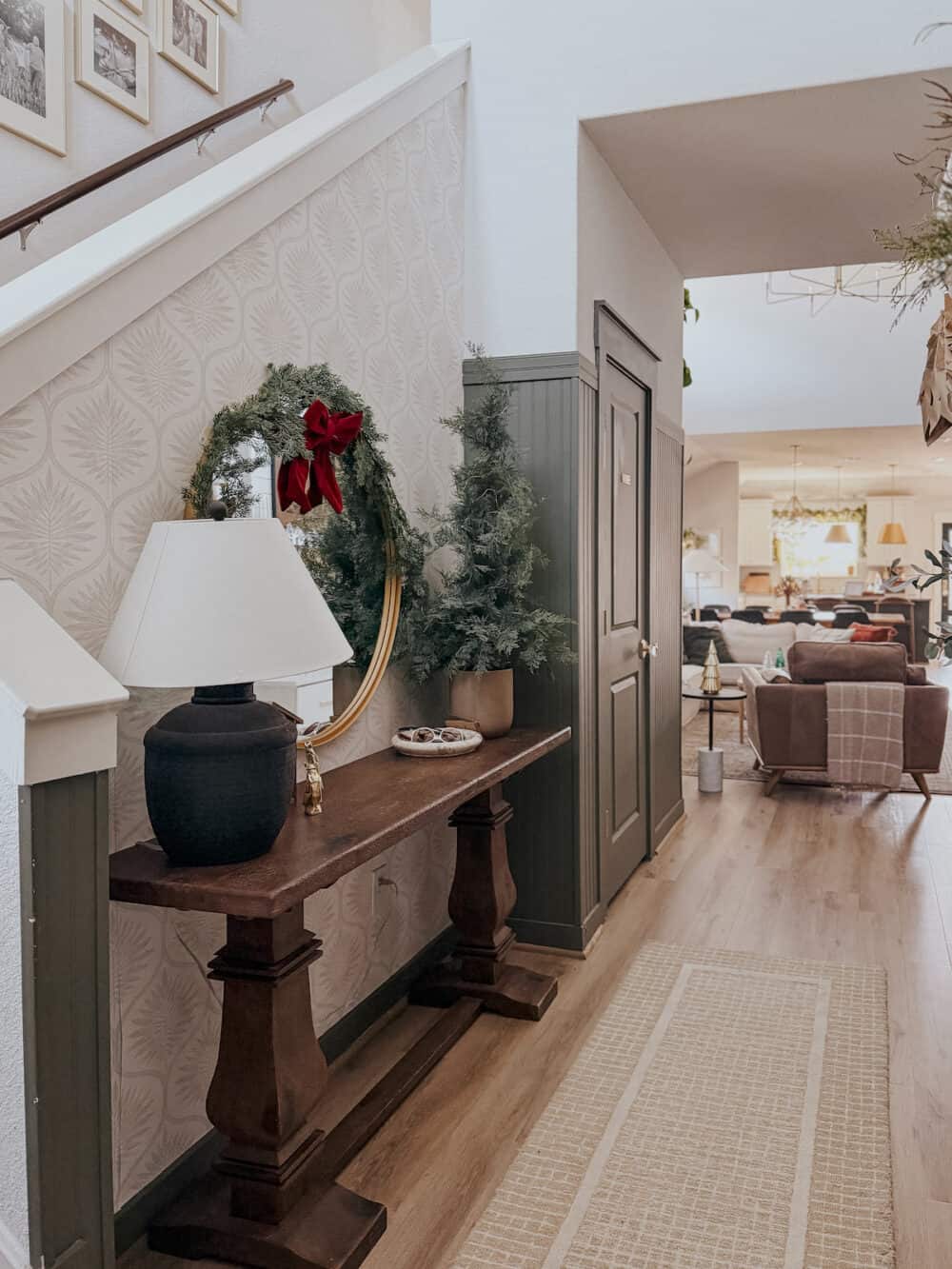 entry decorated for Christmas