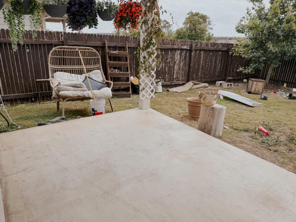 patio that has been cleaned to prep for painting