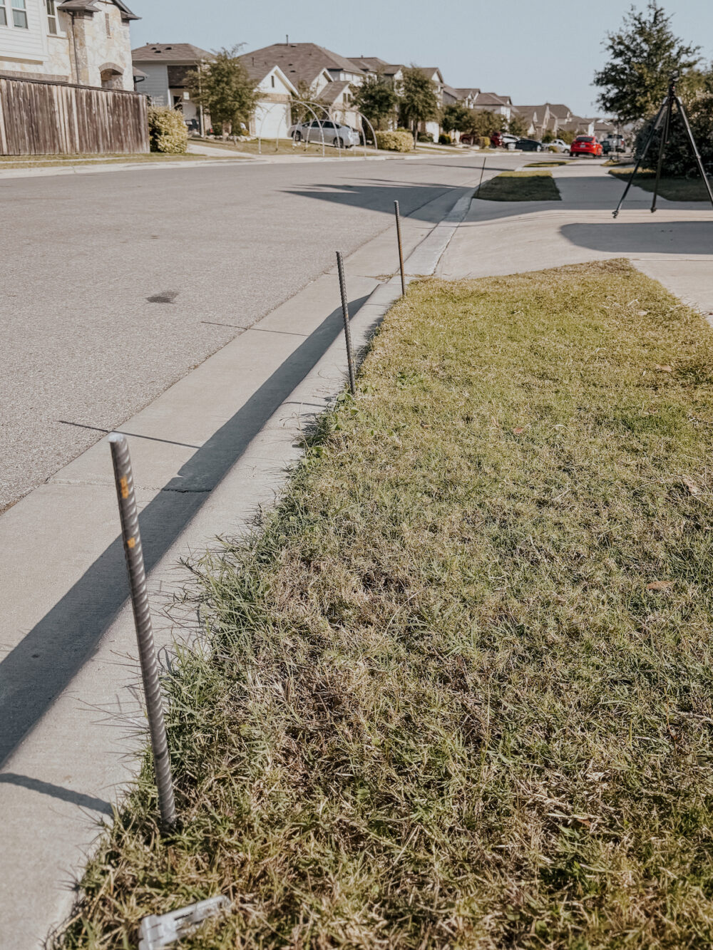 curb with rebar in ground