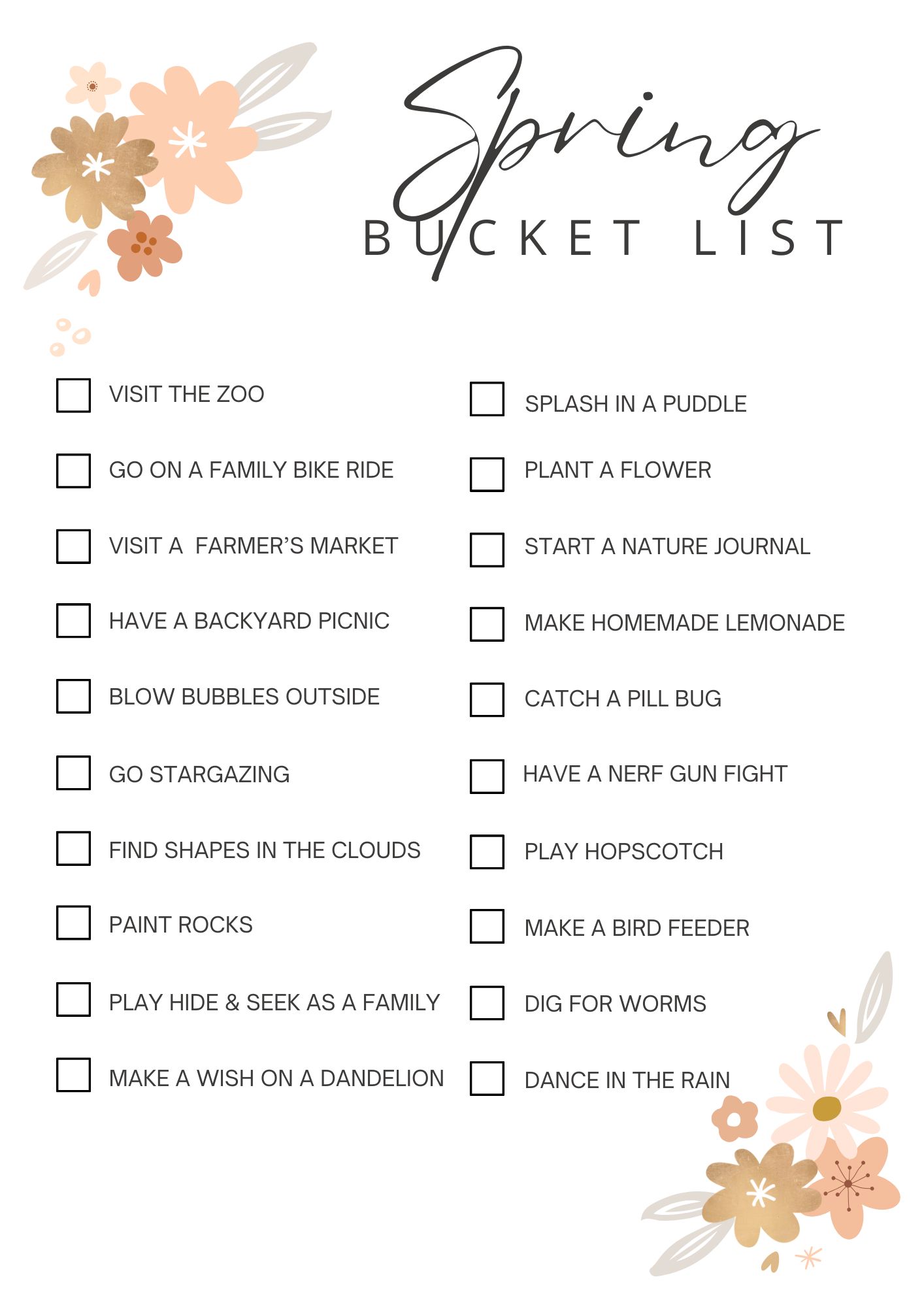 100 Ideas For Your Spring Bucket List