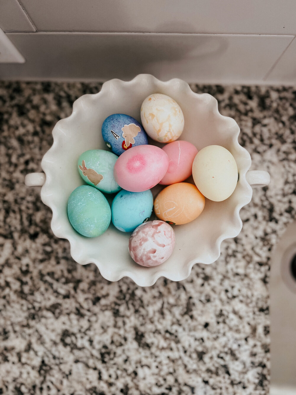 bowl of dyed easter eggs 