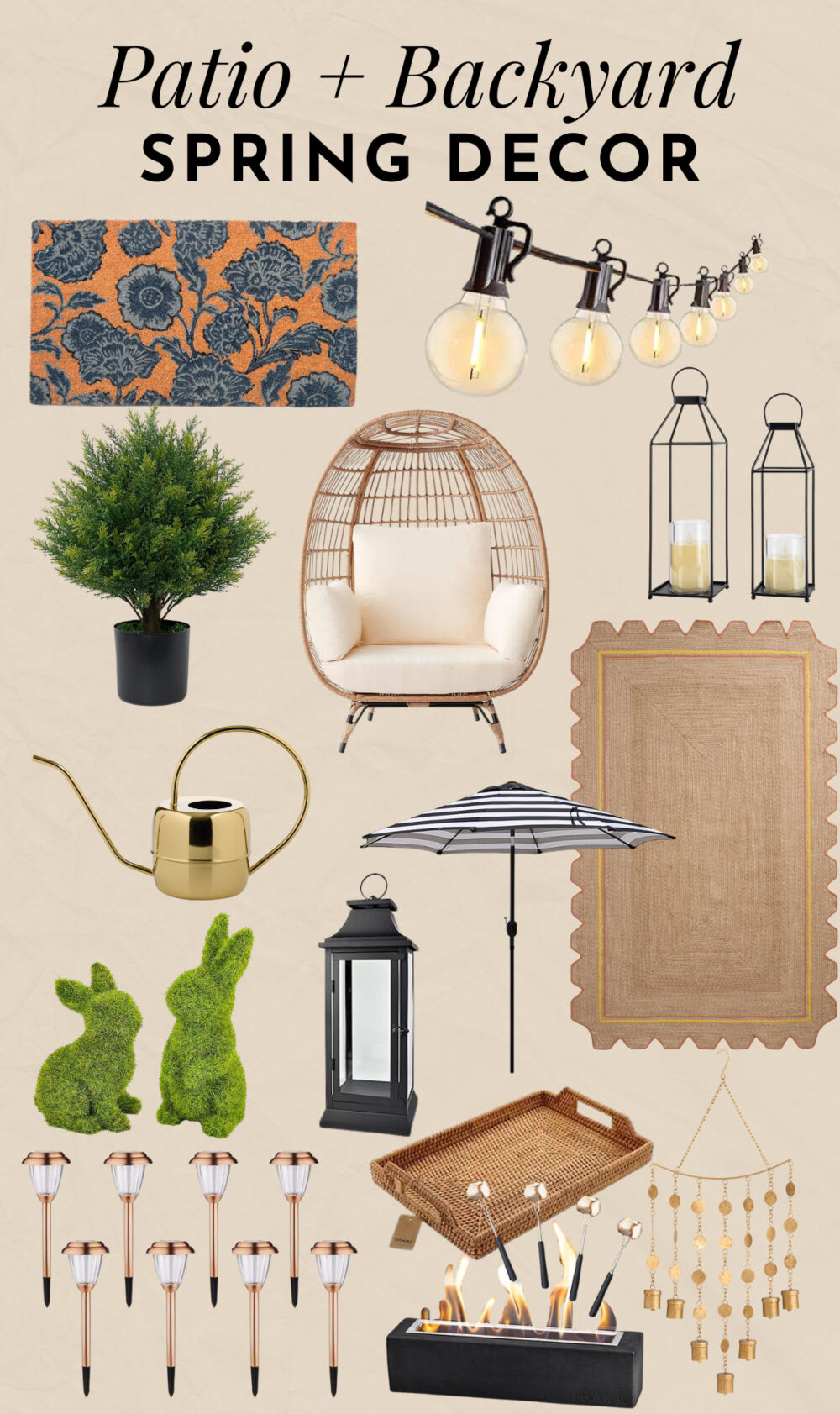 Collage of patio decor for the spring