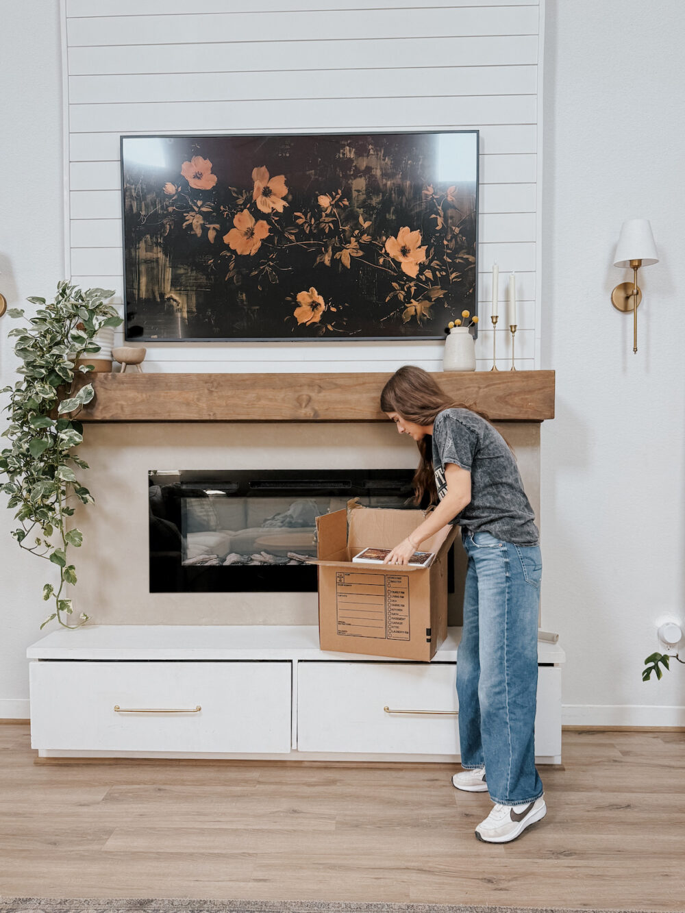 Woman packing a moving box