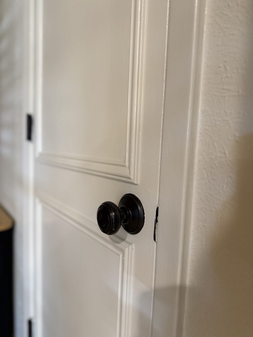 close up of door with diy trim added