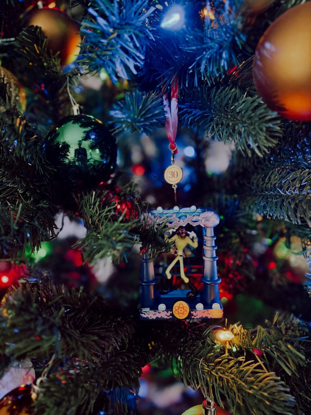 close up of a Powerline Christmas ornament