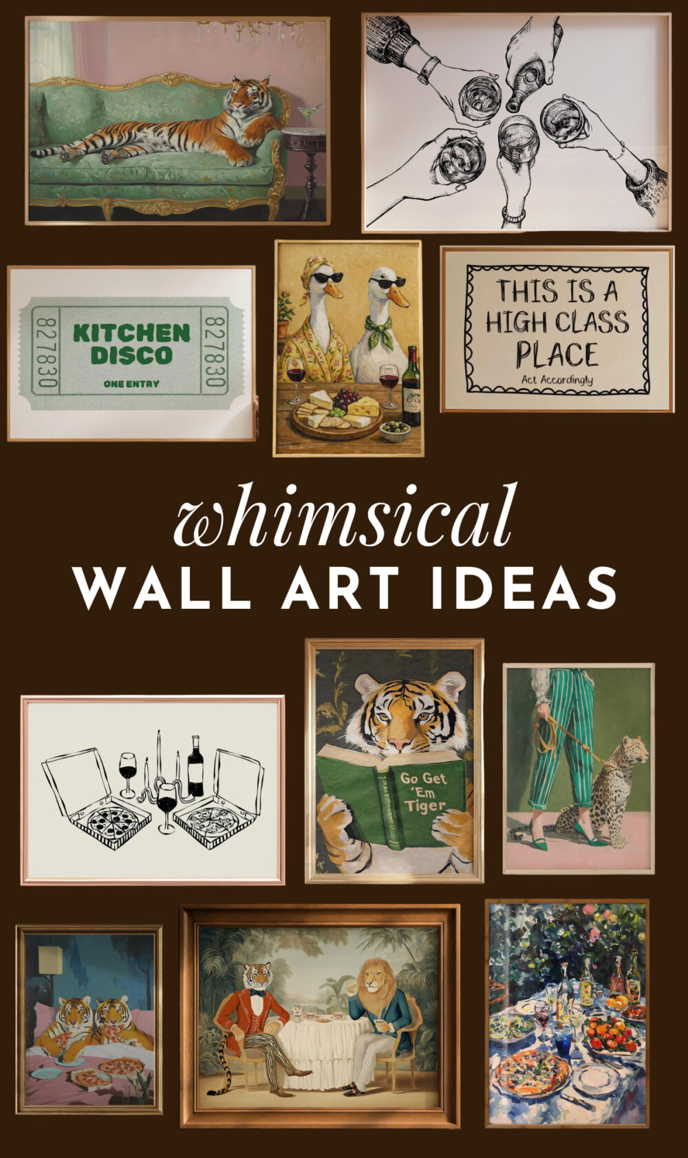 collage of art for dining room