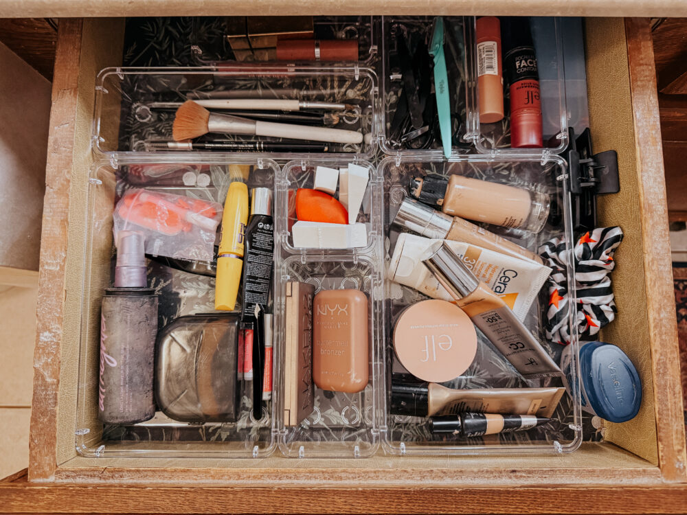 organized makeup drawer