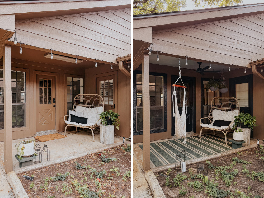 before and after of patio makeover
