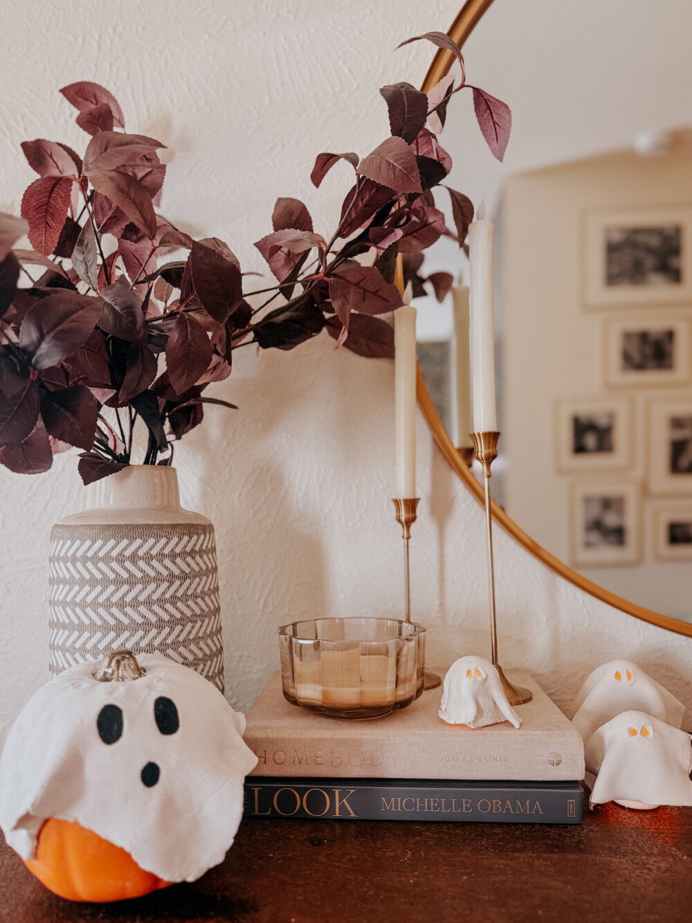 entry table with air dry clay halloween crafts