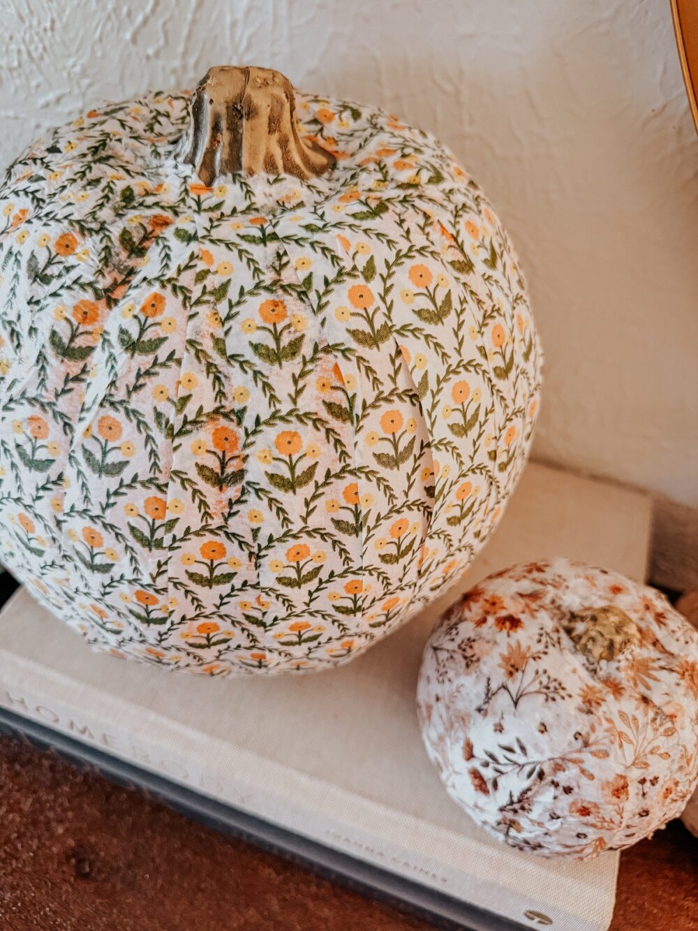close up of napkin decoupage pumpkin